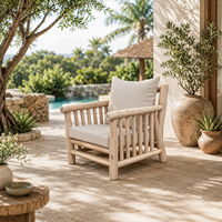 Conjunto de Sofás para Exteriores de Madera de Teca, Diseño Moderno y Confortable con Ramas Naturales, Muebles de Jardín, Producto de Indonesia