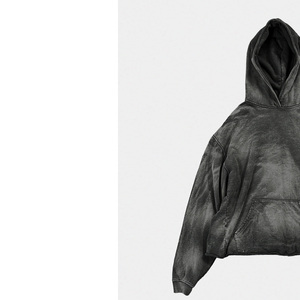 Sweat-shirt à capuche noir surdimensionné personnalisé, streetwear, en coton molletonné, fournisseur OEM ODM, vente en gros - Product Image 3