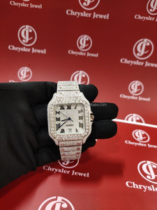 Stylish Luxury Moissanite Hip Hop Watch Diamond-Studded Premium Stainless Steel Case <b>Square</b> Shape 40mm Quartz Movement Dial - Product Image 6