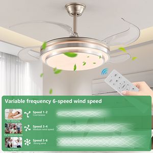 Ventilatore da Soffitto LED Moderno da 42 Pollici con Telecomando, 3 Livelli di Lame Retrattili, 6 Velocità Regolabili, Design Silenzioso - Product Image 4