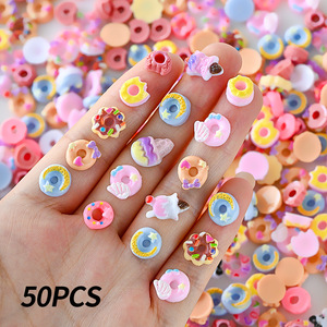 50 pièces/sac Breloques 3D en résine pour nail art en forme de donut, Appliques de strass à dos plat pour nail art <span class=keywords><strong>libellule</strong></span> DIY, Décoration d'<span class=keywords><strong>ongles</strong></span> DIY - Product Image 3
