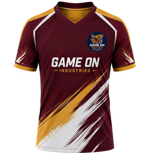Game On Industries Men's V-Neck Soccer Jersey Sublimated Moisture Wicking Purple Black Gold <b>Athletic</b> Fit Short Sleeve - Product Image 5