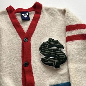 Suéter Griego de Lana Tejida con Parches de Letras Bordadas en Chenilla, Diseño a Rayas, para Hombre y Mujer, con Logotipo Personalizado OEM, Transpirable, para Invierno - Product Image 5