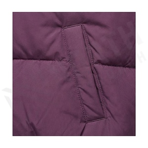 Quilted Puffer Jacket Stand Collar Full Sleeve Winter Coat Thick Polyester Filling Short Length Zipper Closure - Product Image 5