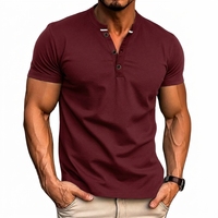 T-shirt Henley Premium pour Homme – Logo Avant, Coton Doux, Col en V, Manches Courtes, Coupe Droite, Polaire, Écologique, Moderne, Quotidien