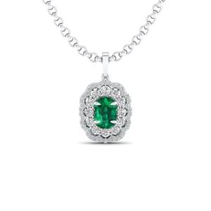 Collier pendentif REYES de luxe en argent sterling 925 avec émeraude taille coussin de 2,48 carats, certifié GRA, bijoux fins en moissanite - Product Image 2