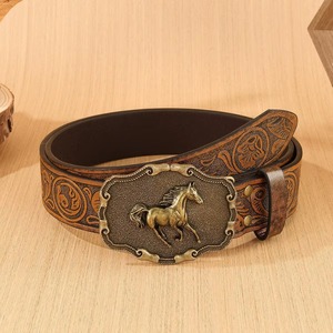 Cinturón de Cuero de Vaca Estilo Étnico Retro para Hombre, Personalizado con Grabado en Relieve, Estilo Punk, Vaquero Occidental, con Hebilla de Aleación Individualizada - Product Image 6