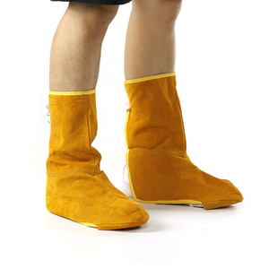 Men's Yellow Cowhide Leather Safety Clothing Heat Resistant Flame Retardant Gardening Protector Shoe Cover for Welding Feet - Product Image 1
