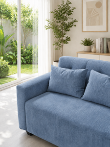 Emerald Modern Two-Seater Blue Light <b>Sofa</b> Padded Backrest Eco-Friendly Custom Fabric Apartment Hotel Use Warehouse Hospital - Product Image 4