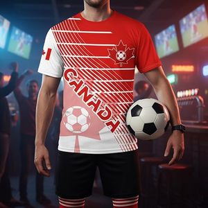 Camiseta de Fútbol de Canadá para Hombre, Manga Corta, Cuello Redondo, Sublimada, 100% Poliéster, Transpirable, Corte Regular, para Todas las Temporadas - Product Image 4