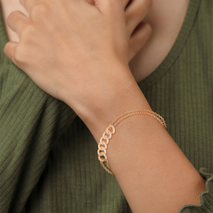 สร้อยข้อมือโซ่สีโรสโกลด์แบบโอวัลสำหรับผู้หญิง ของขวัญสำหรับงานปาร์ตี้ - Product Image 4