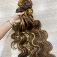 Extensions de cheveux naturels Remy 11A, tissage vietnamien, trame machine, pointes épaisses, couleur piano