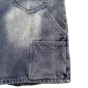 Streetwear Denim Shorts Distressed Embroidery Rhinestone Fitness Jogger Athletic Workout Gym Mesh Jorts <b>Jeans</b> Shorts <b>Men</b> - Product Image 6