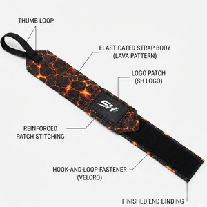 ผ้าพันข้อมือยกน้ำหนัก Lava Design พร้อมขนาดและลวดลายที่ปรับแต่งได้ ผลิตจากผ้าฝ้ายต้านเชื้อแบคทีเรีย - Product Image 3