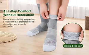 <b>Men's</b> <b>Diabetic</b> Cotton Crew <b>Socks</b> Soft Breathable Knitted Non Binding Tag Seamless Toe Daily Wear - Product Image 2