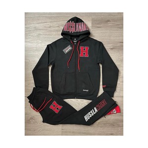Custom Logo Track Suits French Terry Hoodie Set Mens <b>Blank</b> Heavy <b>Weight</b> Thick Fleece 100%Cotton Oversized Tracksuits - Product Image 5