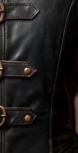 Gilet en cuir noir pour homme avec boucle, col montant et fermeture éclair - Product Image 3