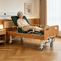 Givisen Manuelles Holz-Krankenhausbett - Premium Lösung für die häusliche Pflege, Verstellbar, Leicht zu Reinigen, ABS ISO-Zertifiziert, Geräuscharme Rollen mit Bremsen