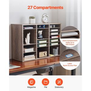 Organizzatore per Documenti in Truciolato a 27 Scomparti con Ripiani Rimovibili, Classificatore Postale per Casa o Ufficio - Product Image 4