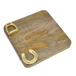 Plateau de service carré en bois de qualité supérieure, design mors de cheval, plateaux décoratifs de luxe, utilisation commerciale, plateau de luxe, fournitures hôtelières - Product Image 5