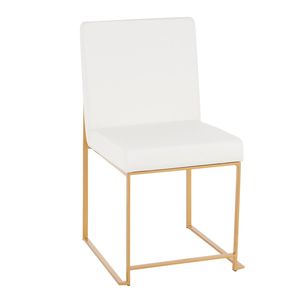 Set di 2 Sedie da Pranzo Fuji Contemporanee con Schienale Alto in Ecopelle Oro e Bianca, Design Moderno ed Elegante - Product Image 2