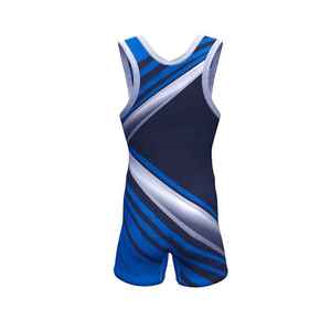 Singlet de Lucha Libre para Hombre, Sublimado, Azul Marino con Rayas Grises, Spandex y Poliéster, Ropa Deportiva Transpirable para Adultos - Product Image 2