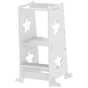 Torre di Sicurezza 2-in-1 Bianca per Bambini con Ringhiera per Lavabo, Bancone Cucina o Protezioni - Product Image 1