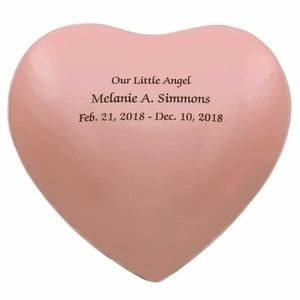 Pink Heart Shaped Cremation Urn for Baby Engraved <b>Memorial</b> <b>Keepsake</b> Heart Urn Decorative Metal Urn For Human Ashes - Product Image 1