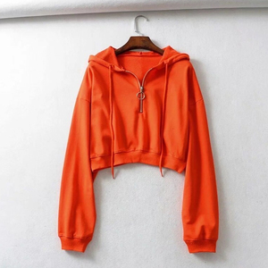 Vêtements décontractés d'été pour femmes, sweats à capuche à fermeture éclair quart de tour, vente en gros, style punk à épaules tombantes pour femmes - Product Image 6