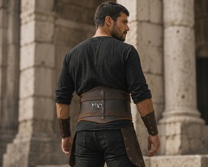Medieval Brown <b>Leather</b> Waist Armor Belt Viking Warrior LARP <b>Corset</b> Knight Renaissance Cosplay Reenactment Costume Handmade Gear - Product Image 3