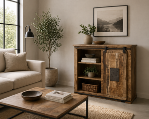 New Design Modern Mango Wood <b>Sliding</b> Door Cabinet 2 Door Industrial Storage Unit Kitchen Cabinets Living Room Furniture - Product Image 1