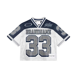 Custom Retro Crop American Football Jerseys Sublimated Printing Men's Lightweight Mesh V-Neck Short Sleeve Custom Design & Logo - Product Image 2
