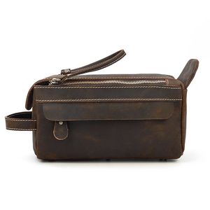 Trousse de toilette vintage de taille moyenne avec fermeture éclair, durable et dotée d'une poignée souple - Product Image 2