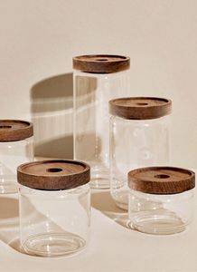 Clear <b>Glass</b> Modern Luxury <b>Storage</b> Jars Wooden Lids Dishwasher Safe for Coffee Beans Tea Leaves Sugar Spices Herbs Flour Baking - Product Image 5