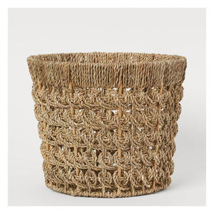 Cesta Redonda Grande de Mimbre y Yute Natural Hecha a Mano, Ecológica, para Almacenamiento de Alimentos, con Asa Multiusos - Product Image 5