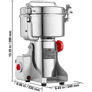 Macinino Elettrico per Spezie ad Alta Velocità 2500g, Polverizzatore Commerciale in Acciaio Inox 3400W - Product Image 5