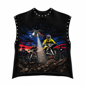 Camiseta sin mangas con estampado gráfico personalizado, 100% algodón jersey, estilo vintage moderno, para uso unisex en verano. - Product Image 1