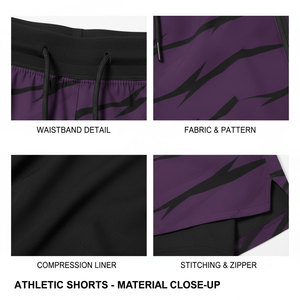 Short de bain pour homme à rayures violettes avec cordon de serrage à la taille, séchage rapide, style sportif, longueur mi-cuisse - Product Image 6