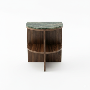 Mesa Auxiliar Moderna para Dormitorio y Sala de Estar, Fabricada en Vietnam, Madera de Caucho Ecológica, Chapa de MDF, Tapa de Mármol, 1 Año de Garantía - Product Image 1