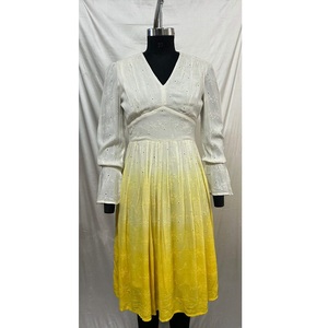Vestido Midi Plisado de Verano para Mujer, Color Sólido, Mangas Largas, Combinación de Colores Única Amarillo y Blanco, Compre Directamente del Proveedor - Product Image 4