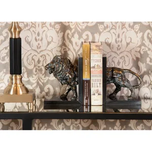 Sujetalibros de Aluminio con Forma de León, Decoración para el Hogar con Temática Animal, Artesanía, Chapado en Oro, Impresión por Grabado - Product Image 3