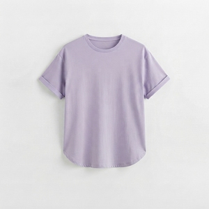 Camiseta de punto de manga corta con cuello redondo y costuras a rayas para mujer, verano 2026, camiseta base, fuente transfronteriza - Product Image 5