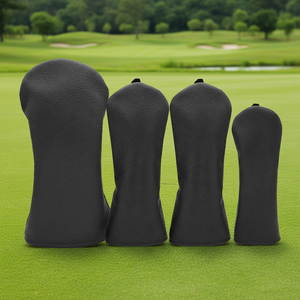 Solid Black Neoprene <b>Golf</b> Headcover Elastic Band Closure Waterproof Protective Cover for Drivers and Irons - Product Image 2