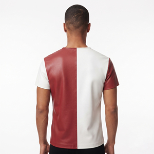 เสื้อยืดหนังวัวแท้ PU พรีเมียม คอกลม แขนสั้น ทรงเข้ารูป สำหรับผู้ชาย - Product Image 2