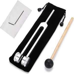 Diapason de guérison 128 Hz avec marteau en silicone, instrument de thérapie sonore, certifié ISO - Product Image 1