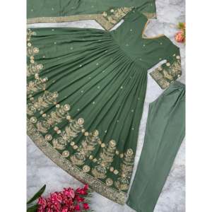 Elegante Vestido Anarkali de Diseñador con Colgante y Dupatta, Vestidos de Noche Elegantes para Fiestas - Product Image 5