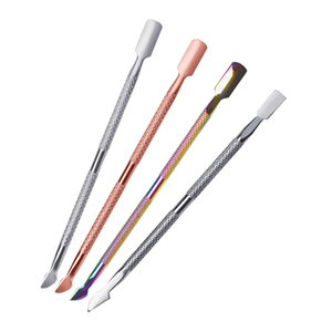 Pousse-cuticules carré double face en acier inoxydable, nettoyeur cuillère réutilisable, instrument de manucure professionnel, boîte personnalisable avec logo - Product Image 1