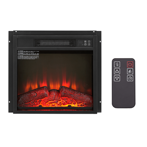 Cheminée électrique encastrable moderne en verre 1400W 120V avec télécommande, flamme réaliste ultra-mince, noire - Product Image 1