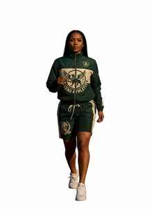 Sustainable Lightweight Printed <b>Summer</b> Casual Track Suit Breathable Nylon Zip Windbreaker <b>Jacket</b> Shorts Crinkle 2-Piece - Product Image 6