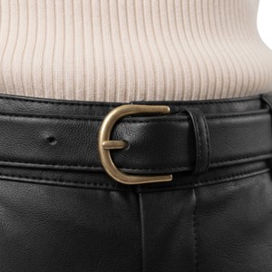 SANDRA TRADERS Shorts de Cuero de Cintura Alta para Mujer, Cómodos, Casuales, Transpirables, de Secado Rápido, Elegantes, con Cierre de Cremallera, Corte Recto - Product Image 6